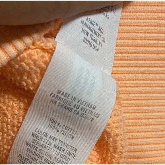 Aerie Sweater Womens Medium Bright Orange Pink Distressed Oversized 3/4 Sleeves - Picture 7 of 14